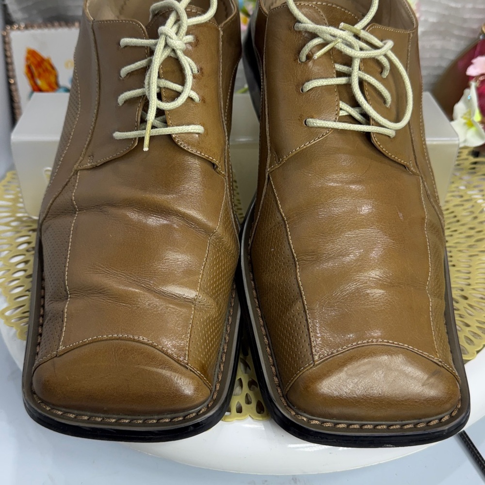 (R2) Giovanni Vintage,Y2K,brown leather square toe shoes, size 13, made in Italy - Picture 4 of 15